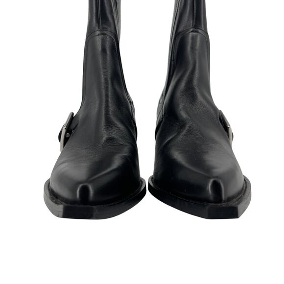 Zara SRPLS Limited Edition Black Leather Cowboy Boots Size 40 EU 9 US - Picture 13 of 13